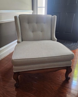 Antique Accent Chair ~ Blue Pin-Striped ~ Classic Decor ~ Restored