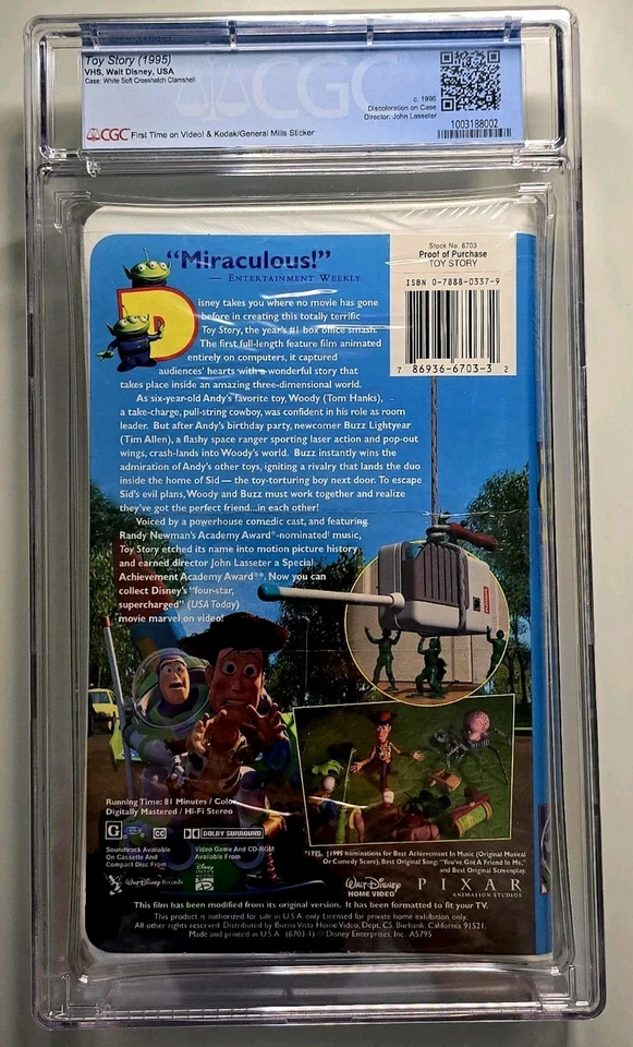 Toy Story (VHS, 1995) Disney Movie New Sealed VHS Graded CGC 9.4 Seal Grade A+ - Image 3 of 3