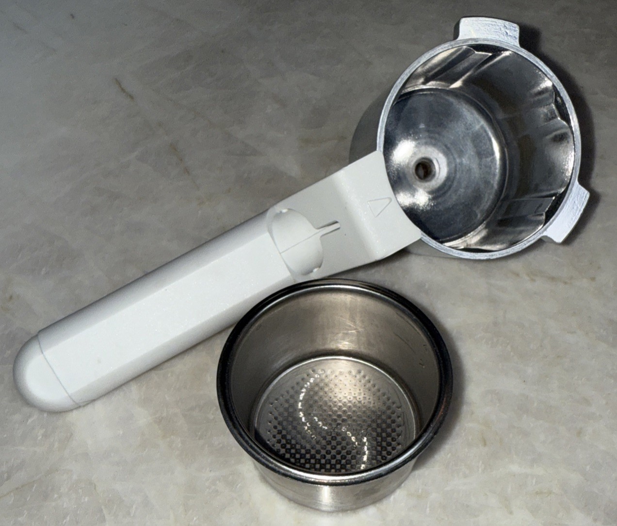 Krups Espresso 963A Coffee Maker Replacement Portafilter + Filter Basket - White