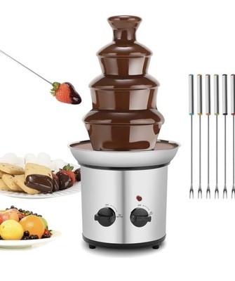 Chocolate Fountain Machine   Stainless Steel Fondue Fountain, 4-Tier, 4-Pound...