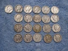 21 SILVER MERCURY DIMES WITH DATES lot 566