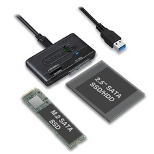 Black Hard Drive Enclosure for 2.5 SATA HDD SSD and SATA M.2 SSD USB 3.2 Gen 1