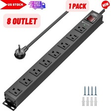 8 Outlet Metal Heavy Duty Power Strip, 2100J Surge Protector, 6FT Cord,15A/1875W