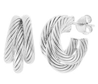 Trendor Schmuck Damen-Ohrringe Halbcreolen 925 Silber Steckcreolen ⌀ 18 Mm 15928