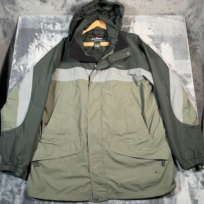 Vintage LL Bean Jacket Mens Large Green Hooded Nylon Parka Outdoor Coat Shell 90