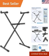 Keyboard Stand - Digital Piano Stand, Single X Style, Black Capacity: 100 lb