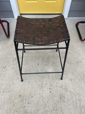 Mid Century Modern Stool Leather and Iron  Lila Swift and Donald Monell?
