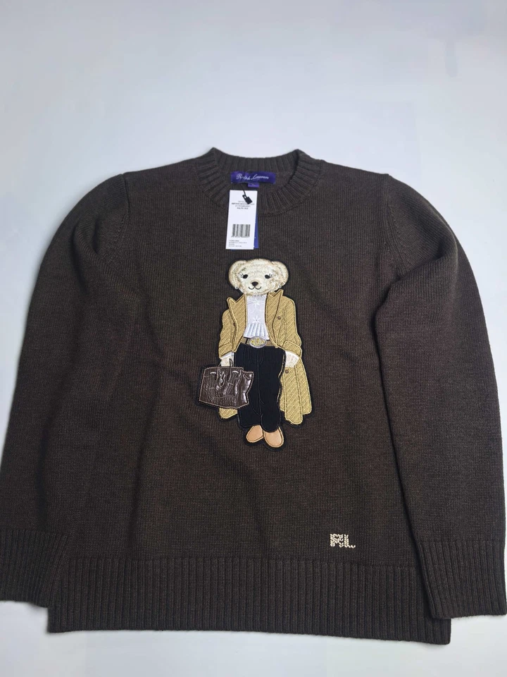 Polo Ralph Lauren Polo OSO Tejido Marrón Suéter Mezcla Lana MUJER S Nuevo Foto 4 de 4