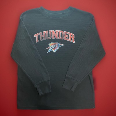 Kid s OKC Thunder Sports Logo Black Long Sleeve Shirt Size M (Majestic Brand)