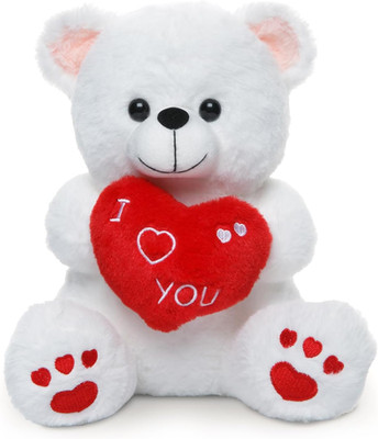 White Valentine Gift Bear - 10'' Soft Stuffed Animal with Love Heart, Valentine'S