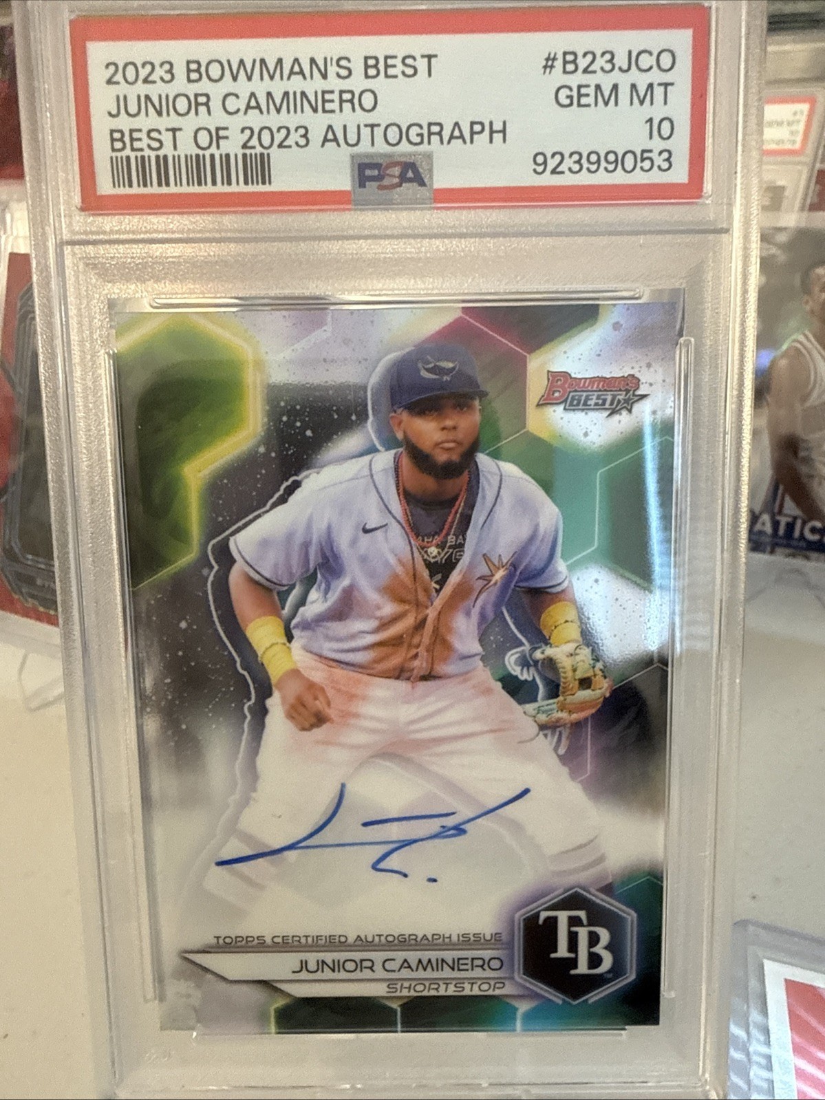 2023 Bowman’s Best Junior Caminero Best Of 2023 Auto PSA 10