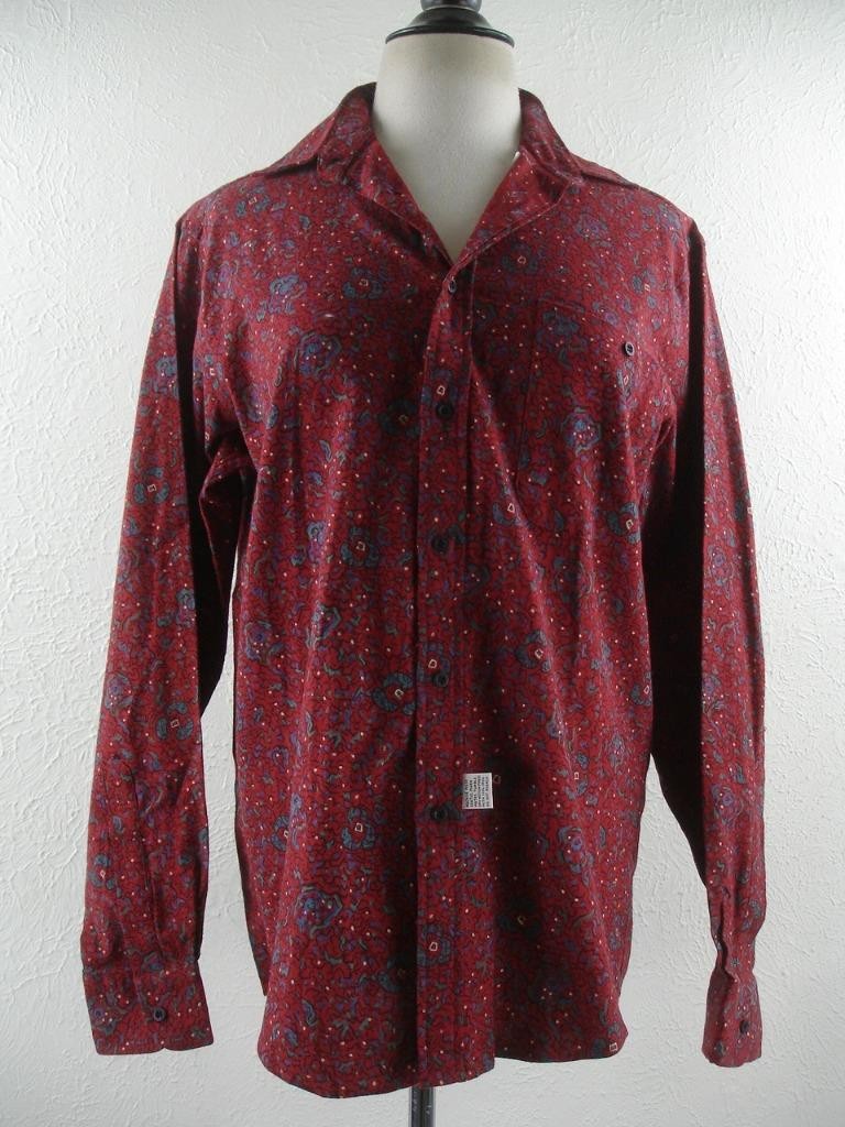 Camicia uomo tg M vintage anni 80 YSL Yves Saint Laurent rossa floreale bottoni cotone