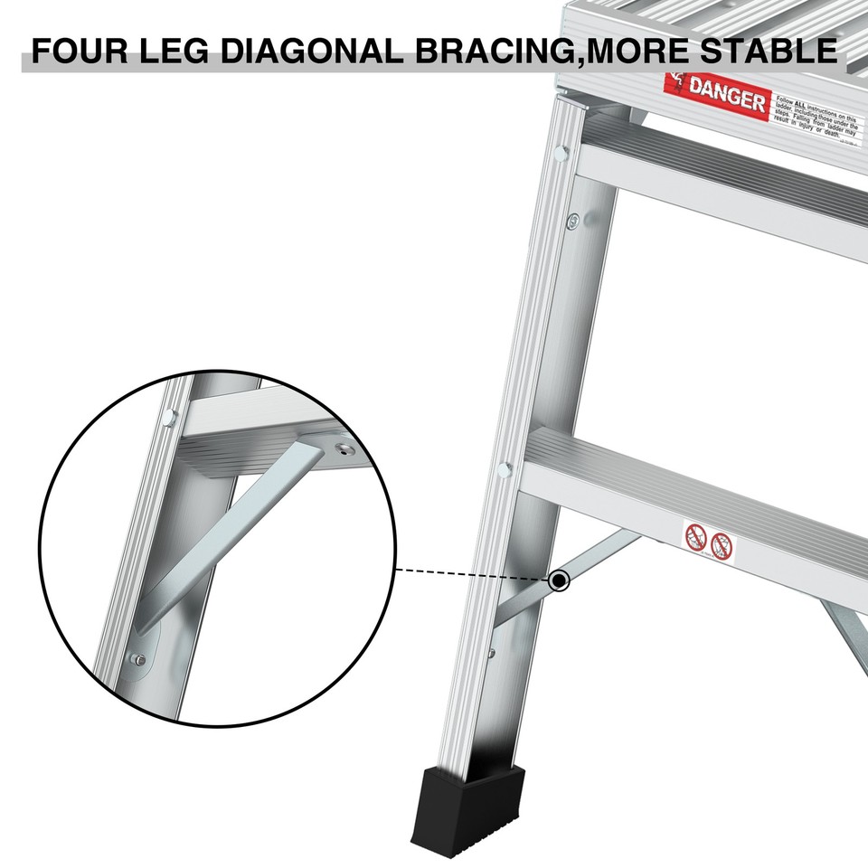 Work Platform Aluminum Portable Bench Folding Ladder ANSI Capacity 225 ...