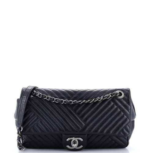 Chanel CC Crossing Flap Bag Chevron Lambskin Medium