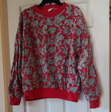 Vintage Retro Paisley Patterned Red Pullover Sweater