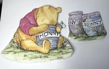 Classic Winnie the Pooh 3D 1997 Hanging Nursery 2 Wall Decor Quilted vintage