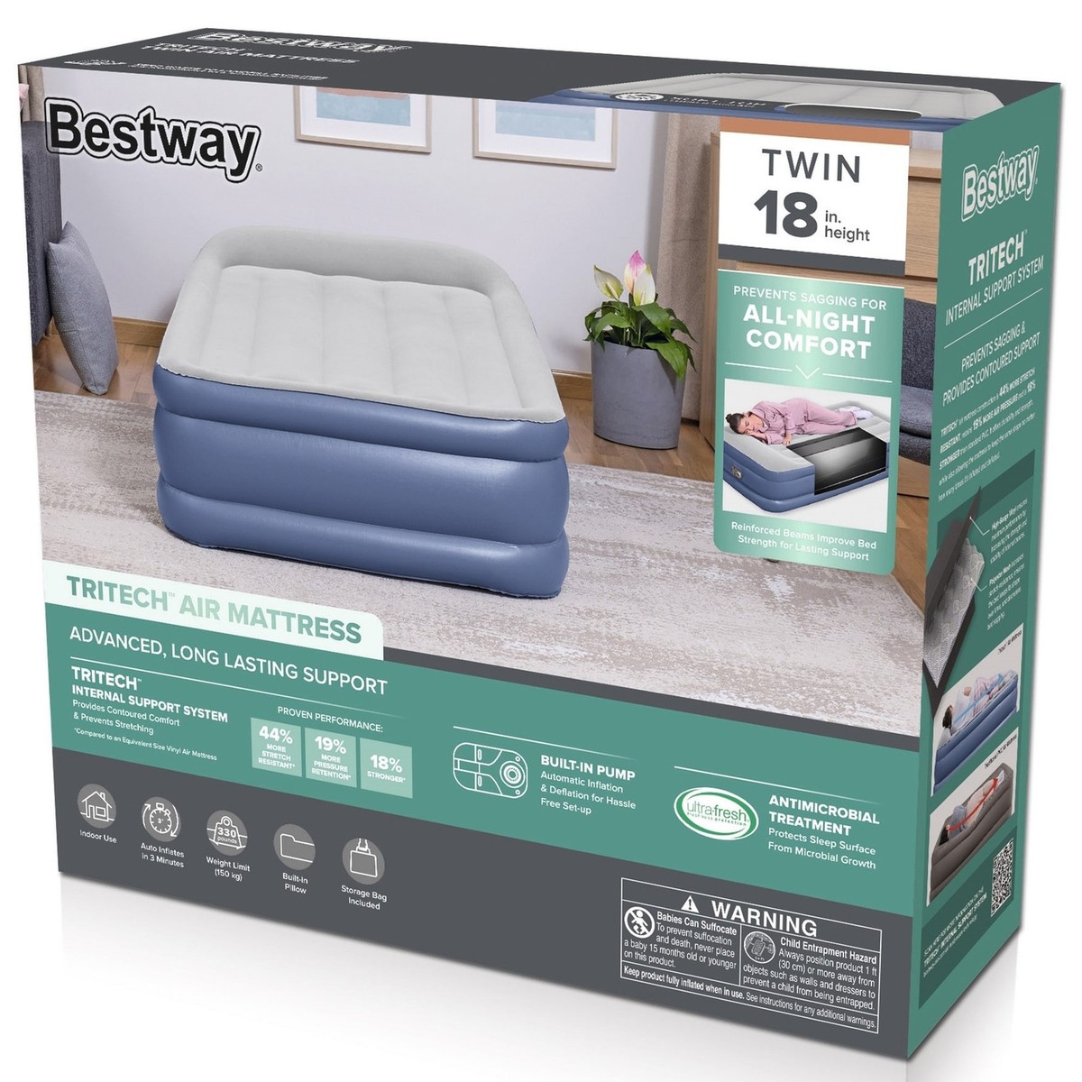 Bestway Tritech Air Mattress Twin 18