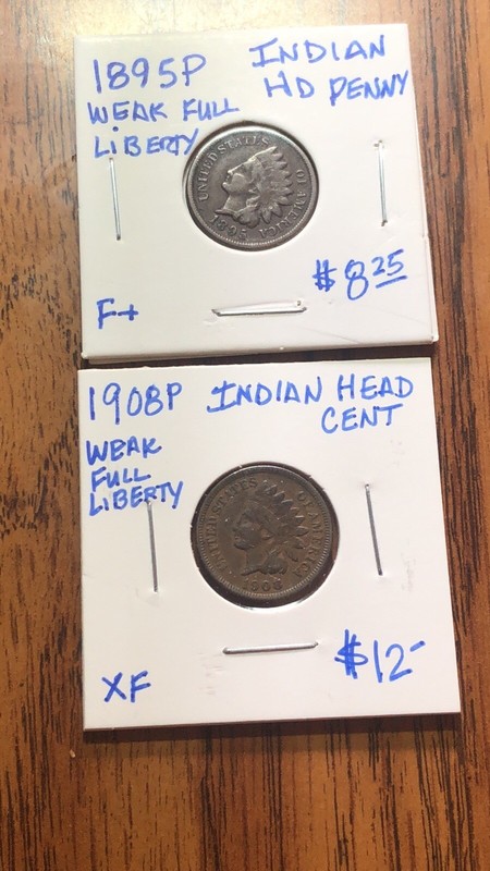 Indian Cents 1895P,1908P Very Nice Details Your Get (2) Actual Penny’s A204