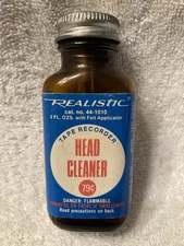 Vintage Realistic tape record head cleaner bottle, 2oz. size, Empty, Radio Shack