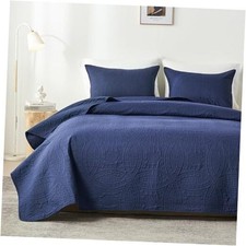 King Quilt Bedding Set,Blue Ultrasonic King/Cal King /Cal King 110"x96" Navy