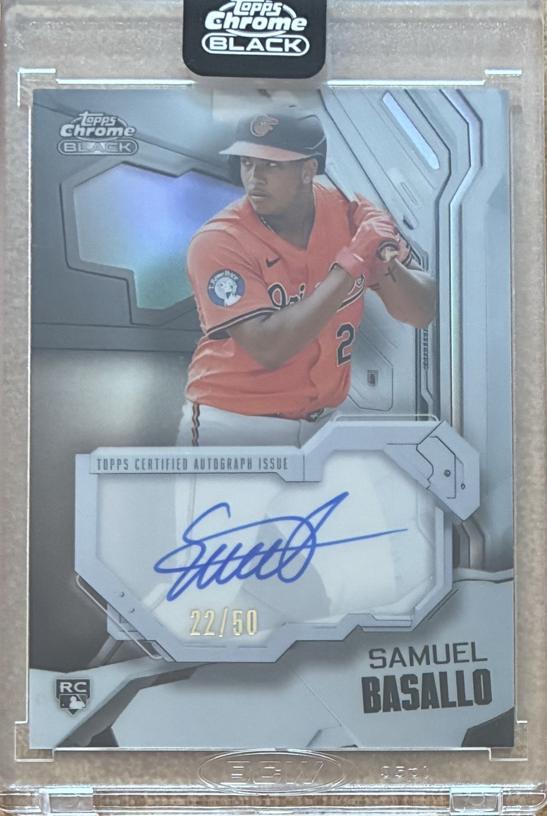 Samuel Basallo 2026 Topps Chrome Black #/50 Ivory Autograph RC No.IVA-SB Encased