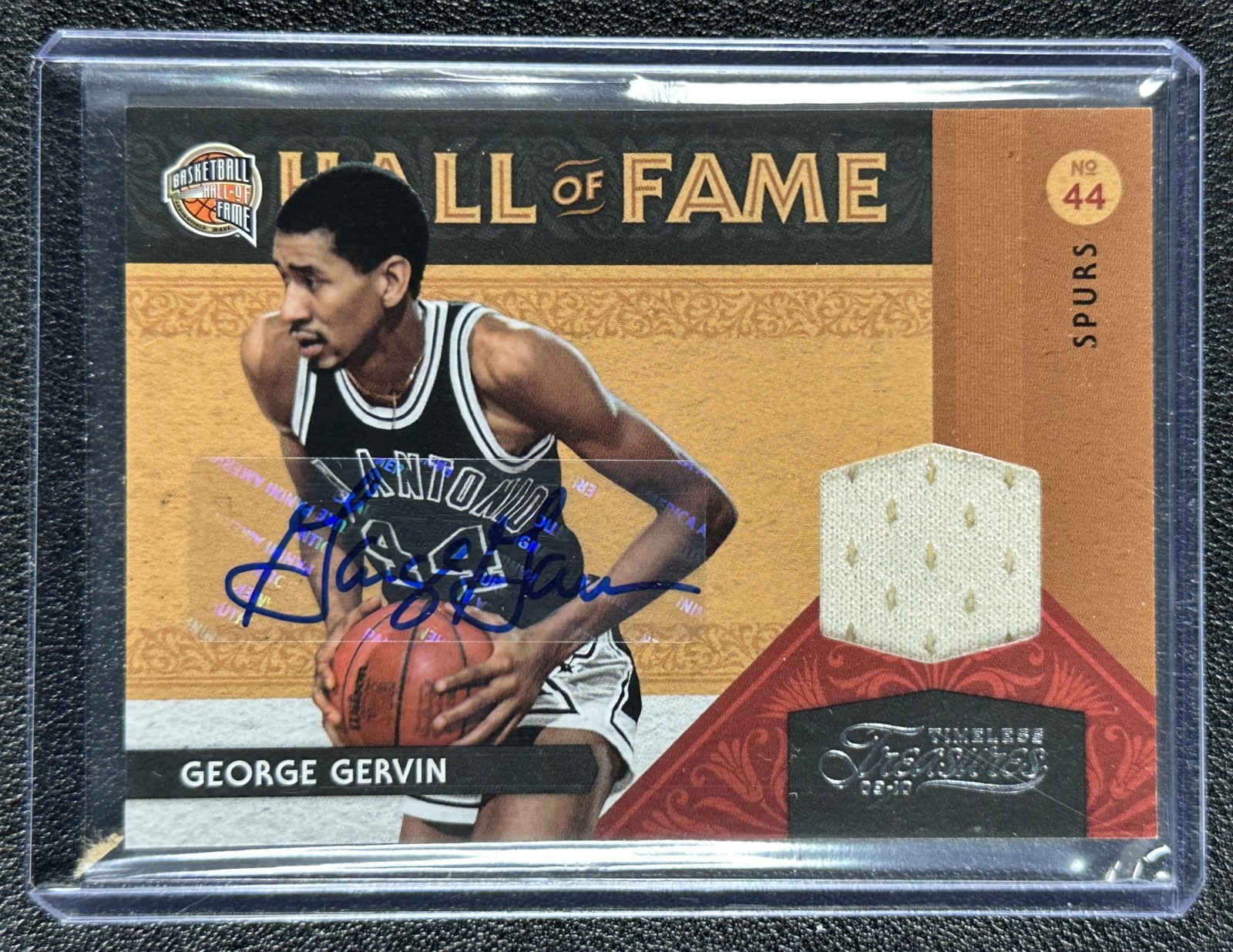 GEORGE GERVIN 2010-11 PANINI HALL OF FAME HOF #8 GAME-WORN JERSEY AUTO 14/25 view 1