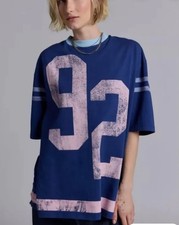 Urban Outfitters NWT 92 FB Game Day Jersey Graphic T-Shirt/Dress blue S/M #637
