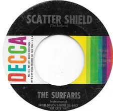 THE SURFARIS Scatter Shield on Decca surf 45 HEAR