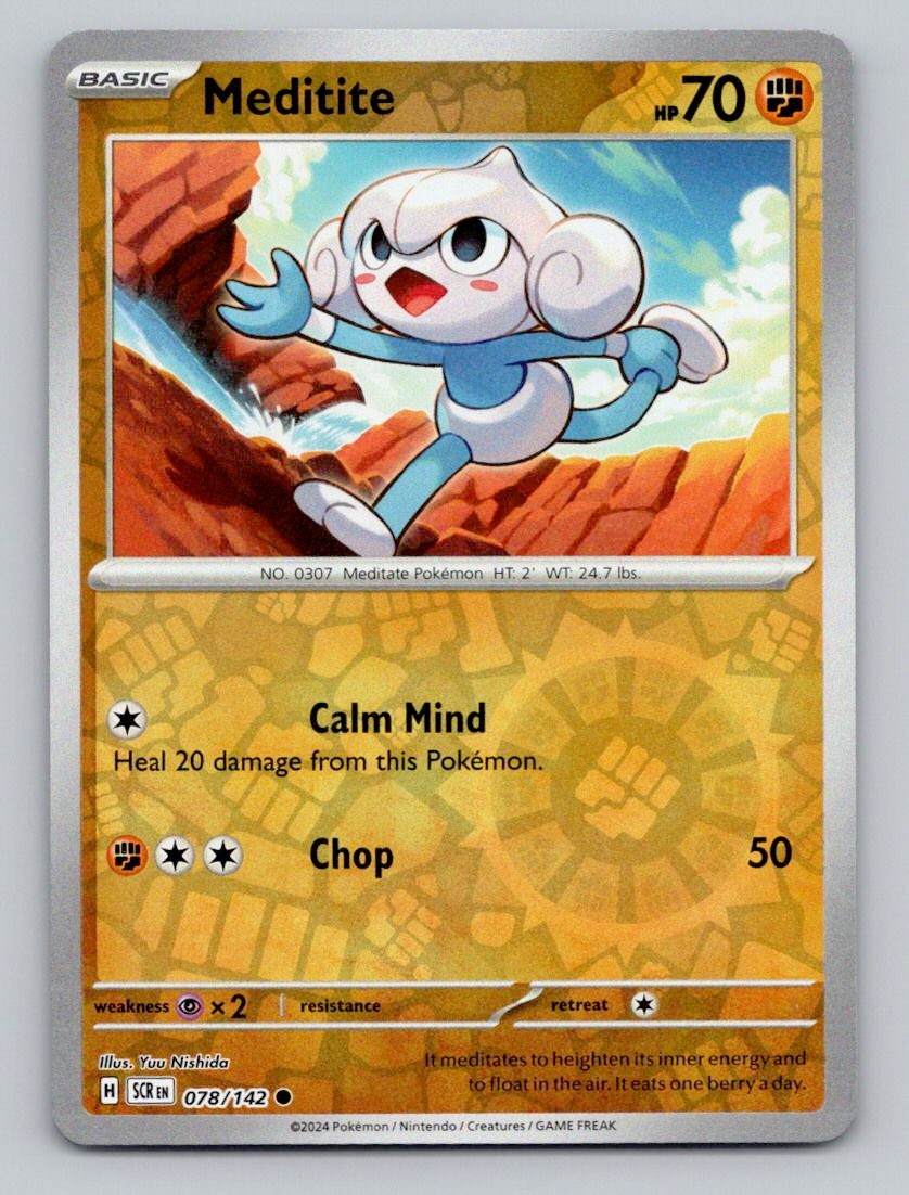 Reverse Holo Meditite 78/142 Common Stellar Crown Pokemon