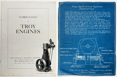 #ad 1924 TROY ENGINE amp; MACHINE CO LUBRICATION BULLETIN SELF OILING SYSTEM CATALOG PA $149.95