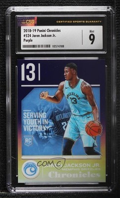 2018-19 Chronicles Rookies Purple 4/49 Jaren Jackson Jr CSG 9 Mint Rookie RC z7j