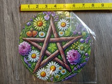 Pentagram Floral Metal Plaque Witchcraft Witch Wicca Beltane
