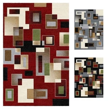 Sumatra Modern Carpet Rugs with Geometric Blocks Jute Backing Area Rug