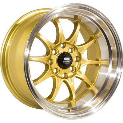 MST MT11 16x8 5x100/5x114.3 15 Gold Machined Lip Wheels(4) 73.1 16'' inch Rims