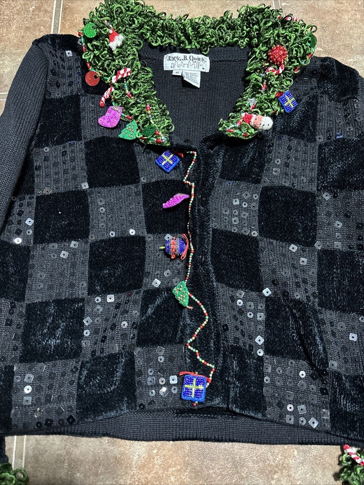 Jack b. Quick Ladies Christmas Sweater Tacky Sequins Size m eBay