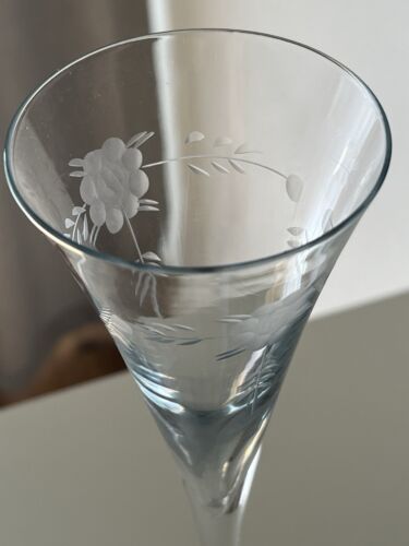 2 Art Deco Champagne Flutes Champagne Flutes Crystal Glass Hand Cut H30cm Very Tall! - Picture 6 of 13