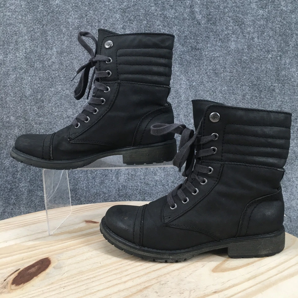 Botas Roxy para mujer 7 Combat negras con cordones tacones altos punta redonda tobillo Foto 2 de 4