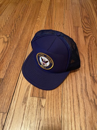 Cappello Snapback Marina degli Stati Uniti Vintage Blu Regolabile Vintage Navy Hat - Foto 1 di 3