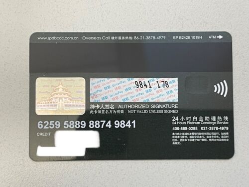 Very Cute PANDA Credit Card ~ PLATINUM ~ UnionPay ~ Unsigned ~ SPD Bank ~ CHIP - Picture 2 of 2