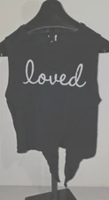 Cute Black Dirtee Laundry Love Be Loved Graphics Size L Tie Front Sleeveless Top