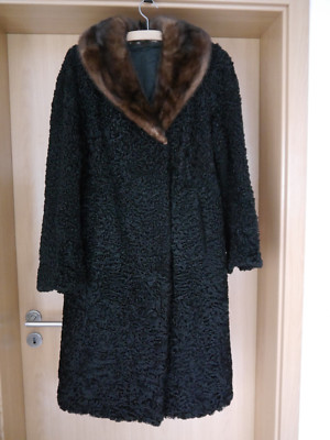 Echter Persianer Karakul Pelzmantel, Nerzkragen 40/42
