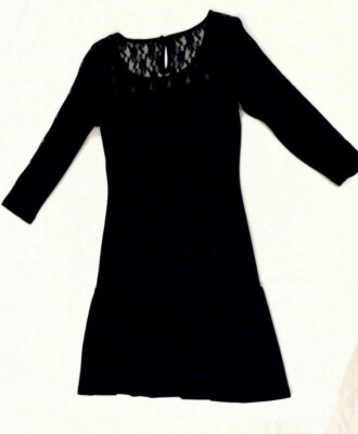 Robe Noire Longue Manches Dentelle Venus - Taille XS - Style Fit & Flare - Neuf Sans étiquettes (NWOT)