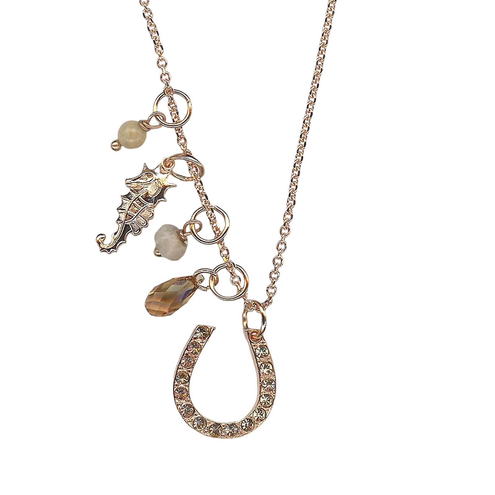 Mariana Necklace Pendant Elegant Riverstone Mineral, Lt Colorado Topaz, & Gol...