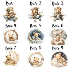 Personalised name and bear nursery wall decor, wall sign with name, flowers