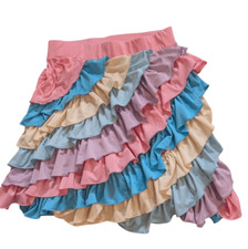 Girls Pastel Rainbow Layered Ruffled Skirt