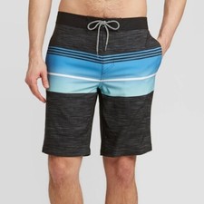 Goodfellow  Co Men's 10" Transponder Gray Stripe Swim Board Shorts-Various NWT