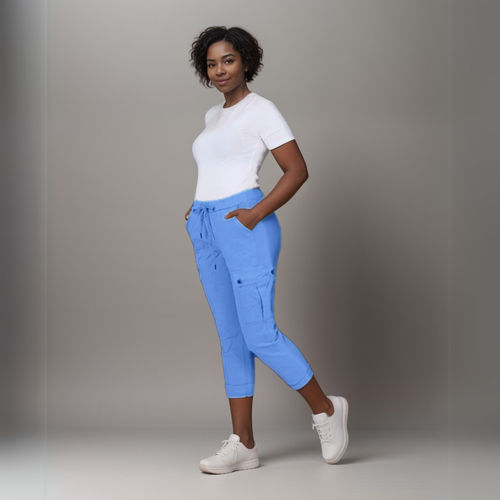 WOMENS CARGO PANTS LADIES TROUSERS SUPER STRETCHY BUTTON POCKET JEANS PLUS SIZE - Picture 17 of 53