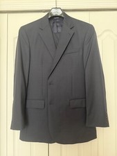 Jos A Bank Men  s Suit with 2 buttons, size 43L, black striped