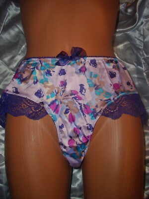 GOSSARD edler Glanz Satin Nylon Slip Sissy Panty Gr. L Spitze Schlüpfer (Lu10)