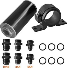 New Inline 10micron Fuel Filter Bracket 6an 8an 10an Adapter Universal 50mm